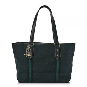 GUCCI GG Canvas Medium Jolicoeur Tote Black/Green/Gold